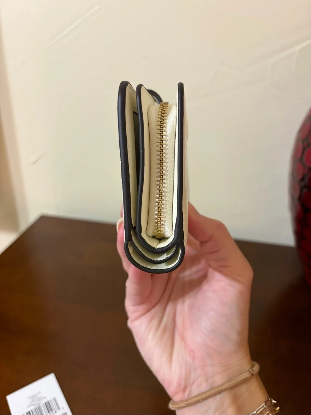 kate spade Meringue Bridget Crinkle Patent Medium Compact Bifold Wallet